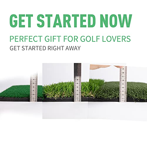 LYKO Tri-Turf Golf Practice 3-in-1 Hitting Mat for Backyard, 25x16 inches Turf Mat for Indoor Outdoor, Training Driving Foldable Grass Golf Chipping Matt, Green