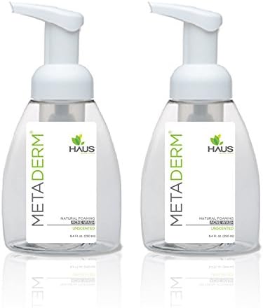 MetaDerm Acne Care NATURAL Unscented Foaming Wash to Clear Up Pimples, Blackheads, Irritation, Redness, and Overall Acne Issues - 8.4 oz Ea, Pack of 2