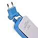 Europe USB Power Strip with 4 Ports USB Charging Station Outlets 5V 2.1A-1A 21W Universal Socket EU Plug 100V-240V Compact 5ft Extension Cord Portable Electric Power Strip for Traveling (Blue)
