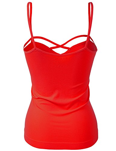 Luna Flower GTEW167 Women's Sexy Strappy Cut Out Front Cage Tank Top Ruby L-XL