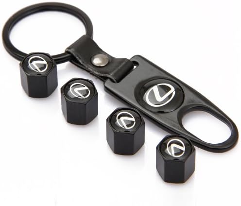 TKXT Black Universal Wheel Tire Valve Stem Air Caps Covers and 1 pcs Keychain