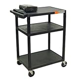 Luxor Black Mobile Plastic 3 Shelf AV Presentation Cart