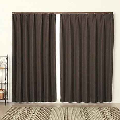 Amazon 遮光カーテン 遮光1級 8146ブラウンbr 2重織りざっくり生地断熱 幅100x丈0cm2枚組 100 0 在庫品 カーテン オンライン通販