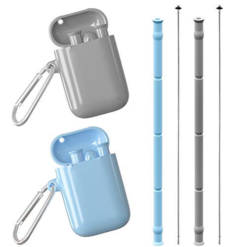 Collapsible Reusable Straws with Case Food-Grade Silicone Portable Drinking Straw Foldable Straws wi - //coolthings.us