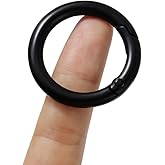 Metal Spring O Rings Keychain, Round Clips Keyrings Snap Hook Buckle, Purse Shoulder Bag Chain Rings Replacement (25mm, Black)