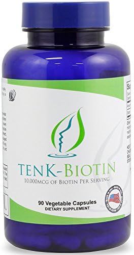 Maximum Strength Natural Biotin, Improves Hair, Skin and Nails in Women and Men, 10000 mcg, 90 Vegetable Capsules