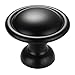 Amazer Cabinet Round Knobs, Black Cabinet & Furniture Knobs Hardware Round Pull Knob with Bulged Surface - 1.2 Inch Diameter - 20 Pack