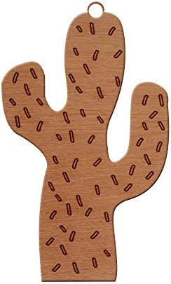 Cactus Design Wooden Christmas Tree Ornament, Hanging Xmas Decor