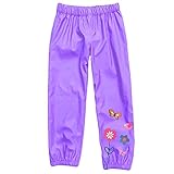 Mingao Girls Rain Pants Flower Waterproof Warm Outdoors 4-5 Years