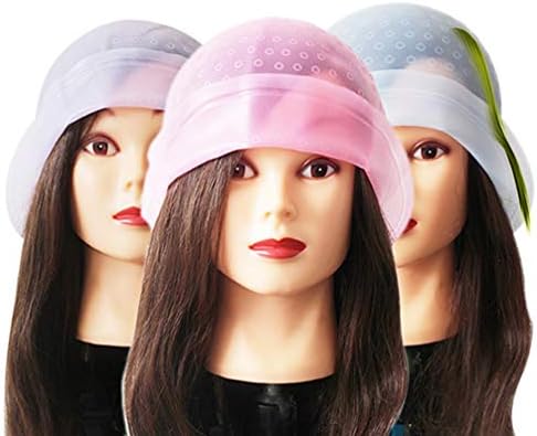Lurrose Salon Dye Silicone Cap With Hook Needle Hair Coloring