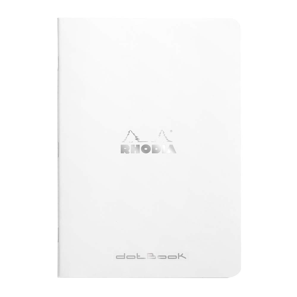 RHODIA 119200C - White Piqué Notebook - A5 - Dot Dot - 96 Pages - White Clairefontaine Paper 80 g/m - Soft, Resistant and Waterproof Coated Card Cover - Classic