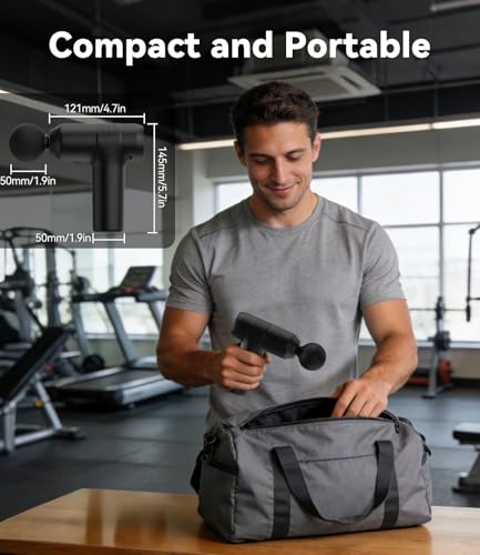 Mini Massage Gun, 30 Speed Handheld Muscle Massage Gun, Portable Massage Gun, Easy to Carry, Equipped with 4 Massage Heads, Unique Gift for Mother's Day, Ideal Gifts for Men Women (Black)