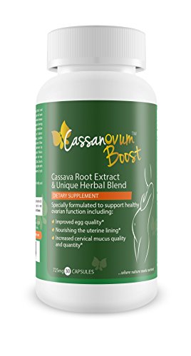CassanOvum Boost, Fertility Supplement for egg quality and quantity, healthy uterine lining and increasesd cervical mucus, contains Cassava Root Extract and Unique Herbal Blend (Evening Primrose, Maca Root, Chaste Berry, Borage, Dandelion Root, Licorice R