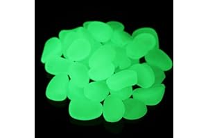 Shiny Stone 100pcs Glow in The Dark Fish Tank Aquarium Pebbles,Glow Stones,Glowing Pebbles Luminous Stones for Outdoor Backyard Garden Gift Decoration, 305g/0.67lbs, 4/5''-1 1/2'' (Yellow Green)