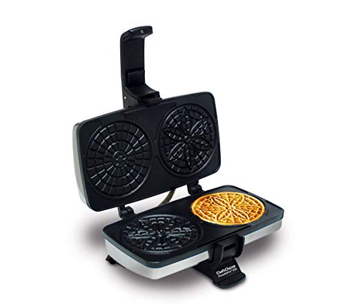 Chef'sChoice 834 PizzellePro Toscano Nonstick Pizzelle Maker Features Baking Indicator Light Consistent Even Heat Press Delicious Pizzelles in Seconds, 2-Slice, Silver (Renewed)