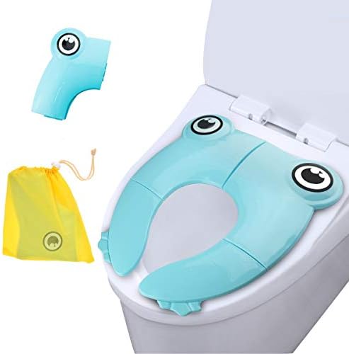 Folding Potty Training Seat for Boys and Girls, Non Slip Potty Ring for Round and Oval Toilets, Toddlers Toilet Trainer Covers, Ideal Portable Travel Potty Seat with Carry Bag for Babies and Kids