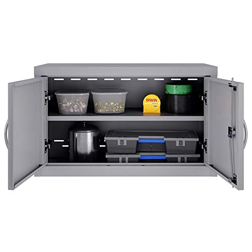 Pemberly Row Wall Mounted Upper Cabinet 18x30x13 Adjustable Shelf in Platinum