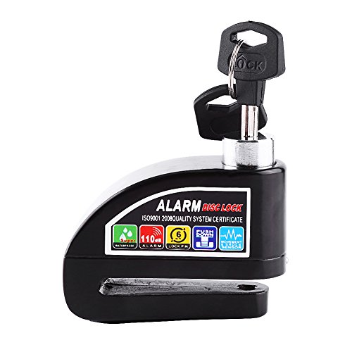 Motorcycle Alarm Disc Lock, Keenso Anti-theft Disc Brake Lock Security Alarming System Waterproof 110dB Security Lock for Motorcycle Bike Scooter (Black)
