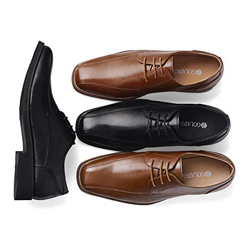 Men's Formal Derby Dress Shoes -Lace Up Oxfords Stylish Bicycle-Toe Bluchers Black 9