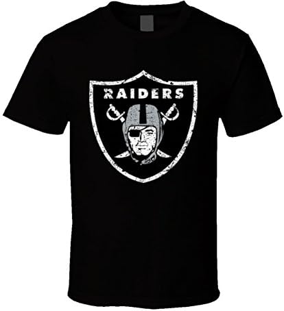 Oakland Raiders Distressed T Shirt L Black