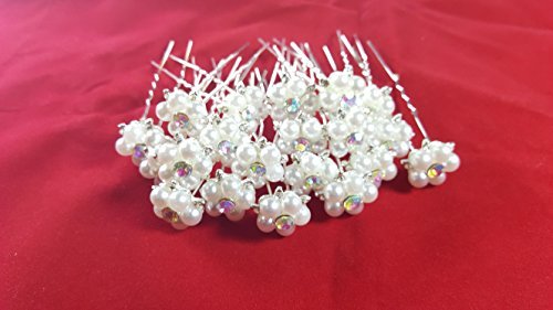 20 pcs Wedding Bridal Pearl Flower Crystal Hair Pins Clips Bridesmaid