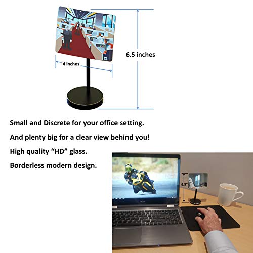 Desk and Cubicle Mirror to See Behind You, Black Stand with Detachable