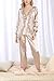 4Ping Womens Satin Luxurious Lightweight Paisley Long Sleeve Pyjamas with Belt Three Piece Set Tank Top Beige L