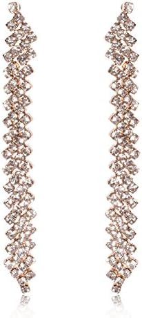 Salix leaf design earrings, strip temperament evening dress all-match full diamond earrings-E26