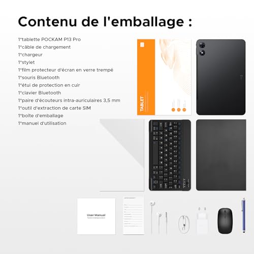 P13PRO Tablet 13.4 Pulgadas, 2.4K 120Hz Display Tablet Android 16 con 48GB RAM+256GB ROM, Gemini AI, T7280 Octa-Core, 16MP + 8MP, 12000mAh, 5G WIFI, 4G LTE, Tablets con Teclado, lapiz, Funda-Negro