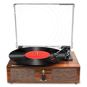 Vinyl platenspeler Bluetooth draaitafel met ingebouwde luidsprekers en USB riemaangedreven Vintage platenspeler…