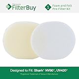 FilterBuy Shark NV80 Foam & Felt Filter Replacement Kit, Part # XFF80. Designed to fit Shark Navigator Pro Upright Vacuum Models NV80, UV420 & NV70.