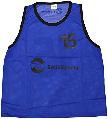 Solid Sports Numbered Training Bibs, Youth Blue