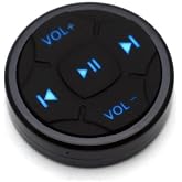 YuYue Electronic Wireless Bluetooth Media Button Remote Selfie Music Control Start Siri for iPhone Apply to Car Motorcycle Steering Wheel with Blue Button Light,Come with Mount