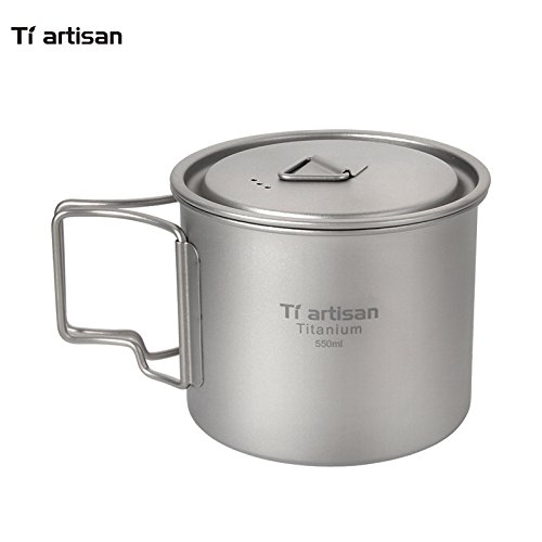 Ti artisan Titanium Mugs 550ml Titanium Pot Folded Handle Portable Cup