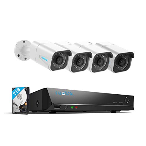 REOLINK 4K Security Camera System, 4pcs H.265 4K PoE Security Cameras Wired with Person Vehicle Detection, 8MP/4K 8CH…