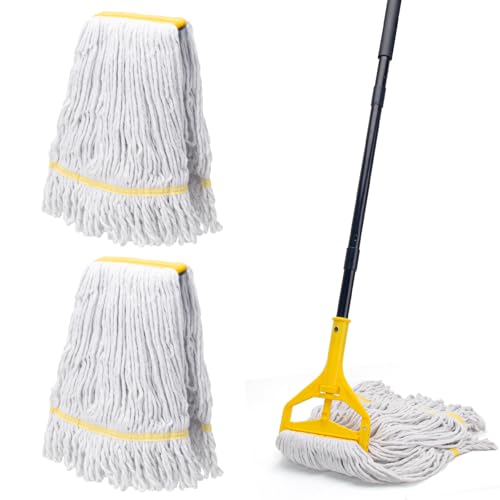 Commercial Mop with 3 Large Replacement Heads,Heavy Duty Industrial Mops