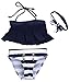 Kids Baby Girls Bikini Suit Navy Tops Striped Swimsuit Swimwear Bathing Clothes, Navy Blue, 2-3 Years