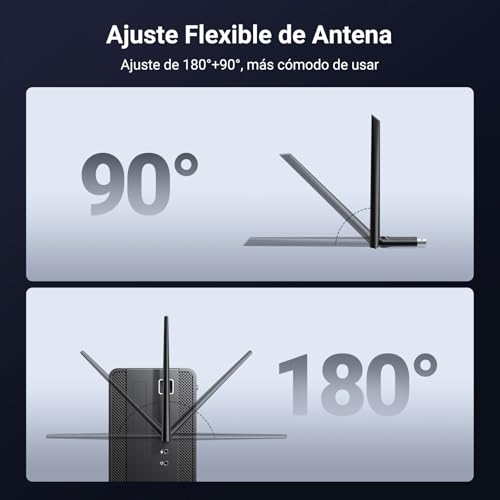 UGREEN WiFi6 Antena WiFi para PC/Laptop, AX900 Adaptador WiFi USB con Antena de Banda Dual de 6 dBi de Alta Ganancia,5GHz/600 Mbps, 2,4GHz/286 Mbps Doble Banda, WiFi USB Compatible con Windows 10/11
