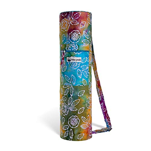 Batik Yoga Bag Handmade in India, Adjustable Shoulder Strap, Plus Outer and Inner Pockets.