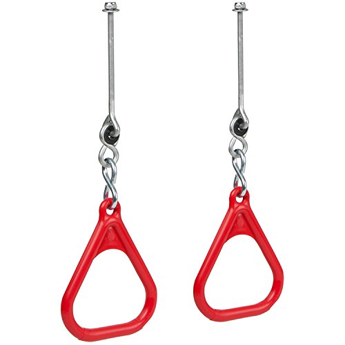 Swing Set Stuff Trapeze Rings (Red) with Swing Hangers and SSS Logo Sticker