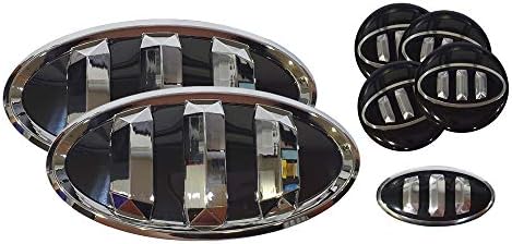 Tauro 3D Black Emblem Set 7pc Front + Rear + Steering Wheel + Wheel Cap (Fits: KIA 2015+ K900, K9, Quoris)