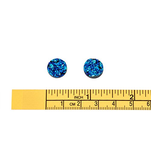 300pcs Half Round Dark Turquoise Druzy Resin Cabochons for Jewelry Making Beads