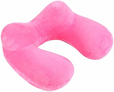 Soto6ro U-Shape Neck Travel Pillow Folding Neck Air Cushion Inflatable Portable Comfortable Trip Outdoor Pink