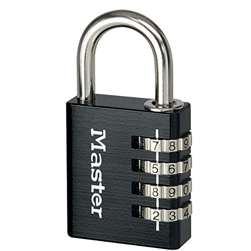 Master Lock 7640EURDBLKCC Combinatiehangslot in aluminium, zwart, 4 x 7,8 x 1,5 cm