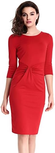 Ourfashion Women's Chic Wear to Work Crew Neck Pencil Dress Red XXX-Large