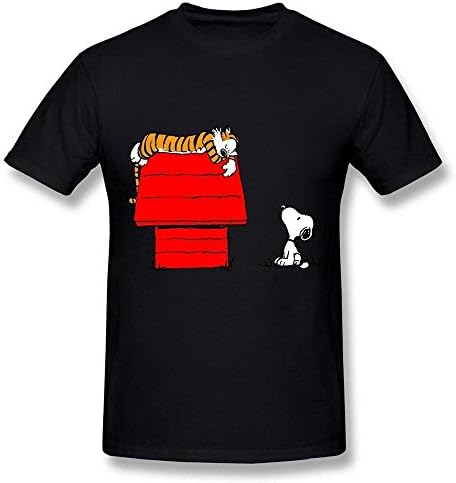 Edwina Erin Men's Calvin and Hobbes Tiger Heart Black T Shirt XXXX-Large