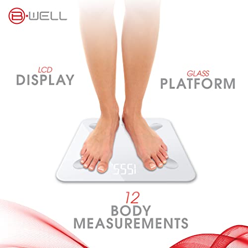 BWELL Glass Smart Scale, Body Fat Scale, Wireless Digital Bathroom