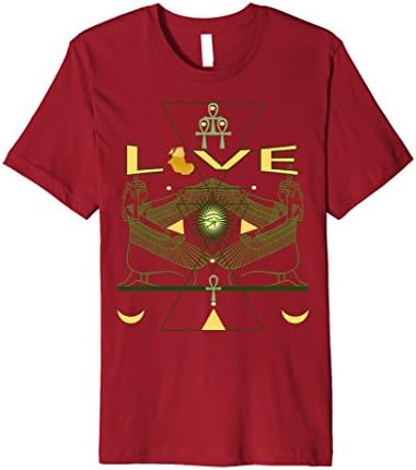 Mens Sacred Geometry T shirt- Maat Love Egyptian Art tee Large Cranberry