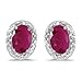 14k White Gold Oval Ruby And Diamond Earrings