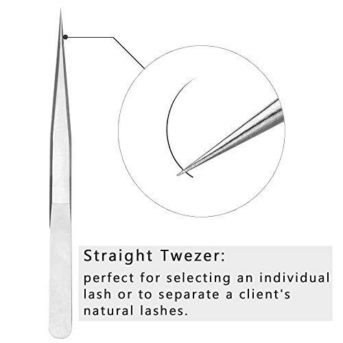 2 Pieces VETUS Straight and Curved Tip Tweezers Nipper for Eyelash Extensions Stainless Steel Tweezers Tools Precision Set Professional Tweezer for False Lash, for Single Lash and 3D-6D Volume Lashes - Thumbnail 2